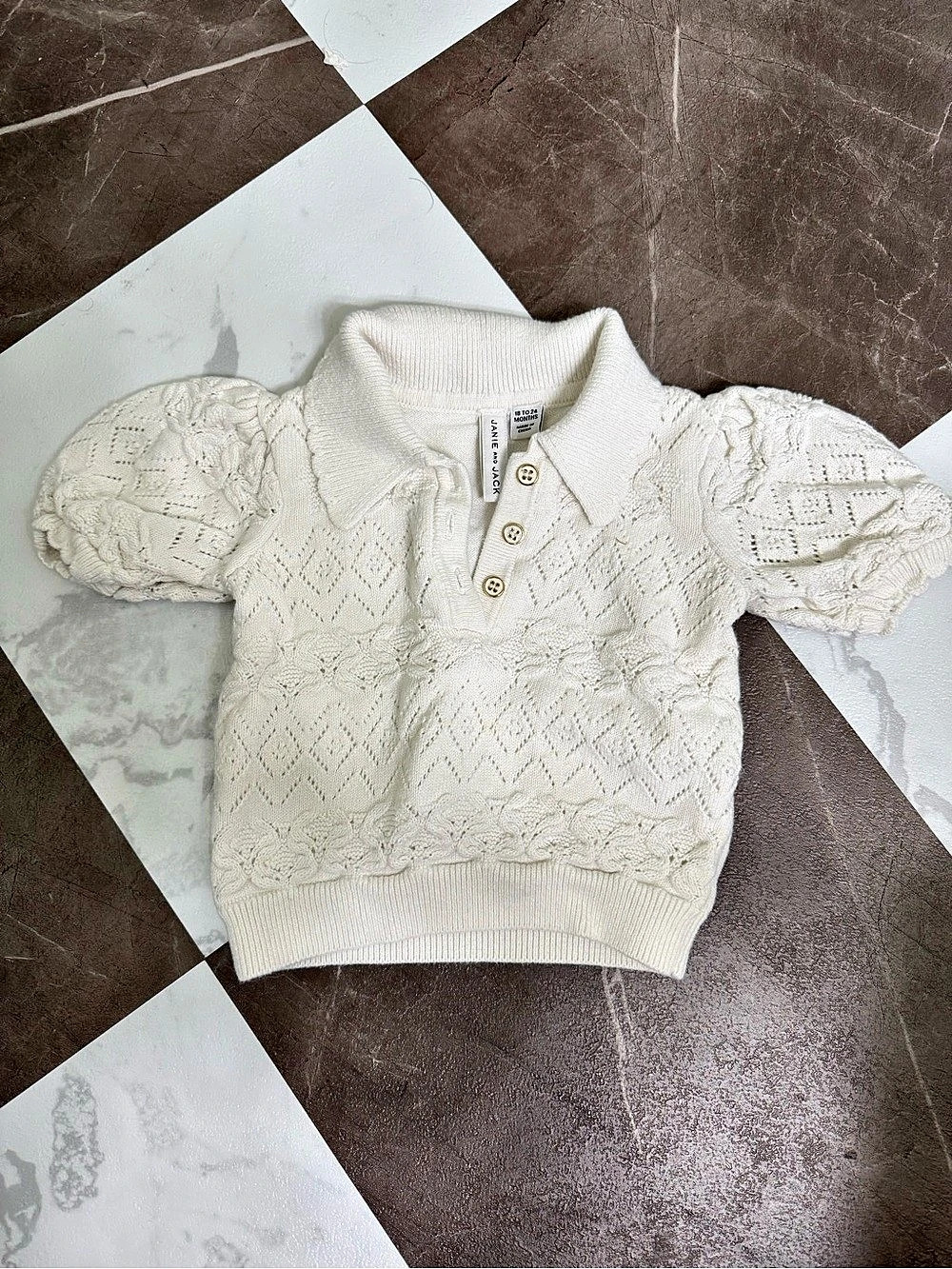 Janie and Jack White Knit Sweater Like New